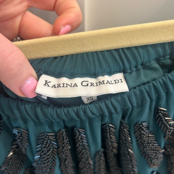 Karina Grimaldi Teal Beaded Women's Top XS stunning! - Picture 2 of 4